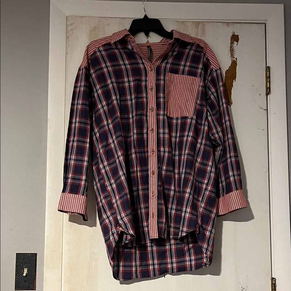 By Anthropologie Flannel Boyfriend Buttondown Shirt Sz Sm
